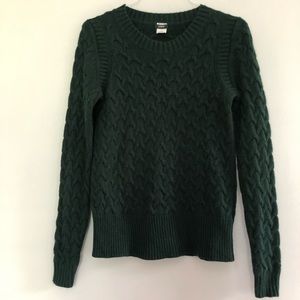 J Crew Heavy Cable Sweater Dark Green Crew small women’s